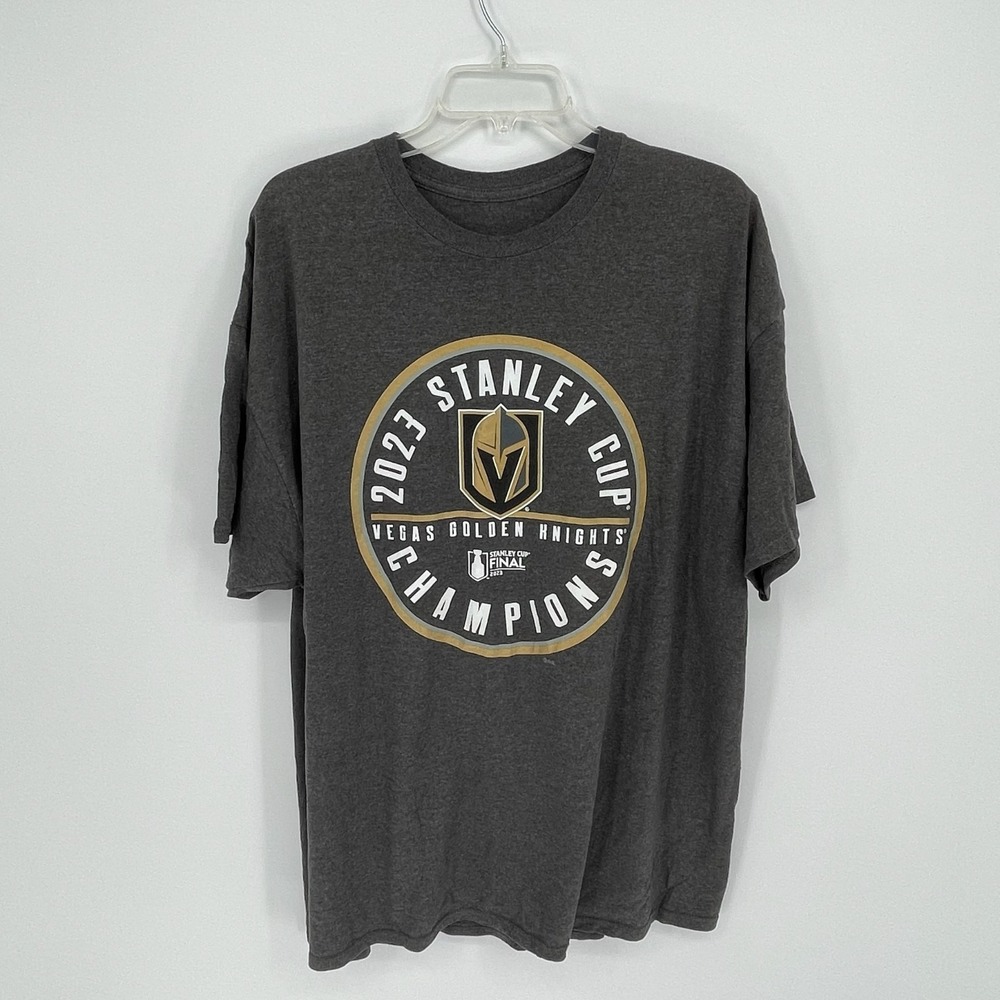 Men's Gray Vegas Golden Knights 2023 Stanley‎ Cup Champions Hockey Tee Size 2XL